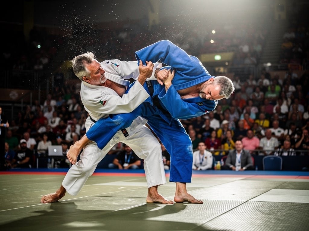 Judocas veteranos em combate — Comissão de Veteranos do DF